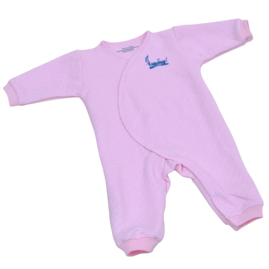 Bộ bodysuit 14 nút dài hồng caro