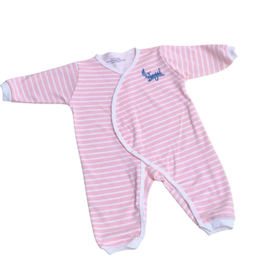 Bộ bodysuit 14 nút dài sọc hồng
