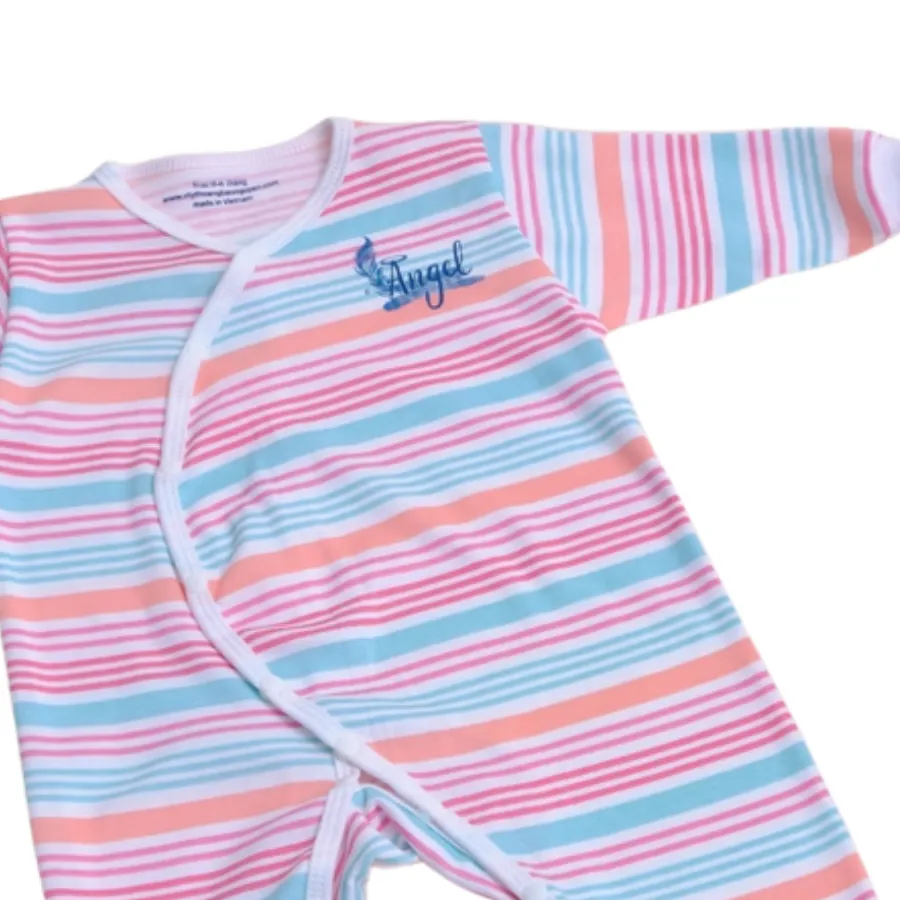 Bộ bodysuit 14 nút dài sọc màu
