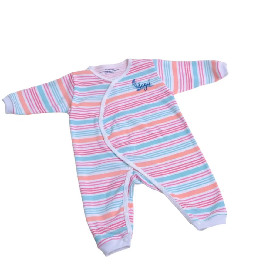 Bộ bodysuit 14 nút dài sọc màu