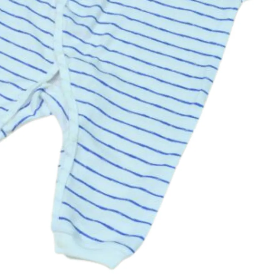 Bộ bodysuit 14 nút dài sọc xanh