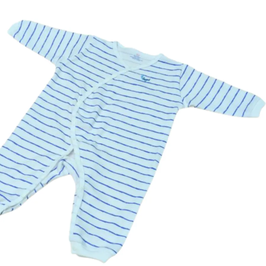 Bộ bodysuit 14 nút dài sọc xanh