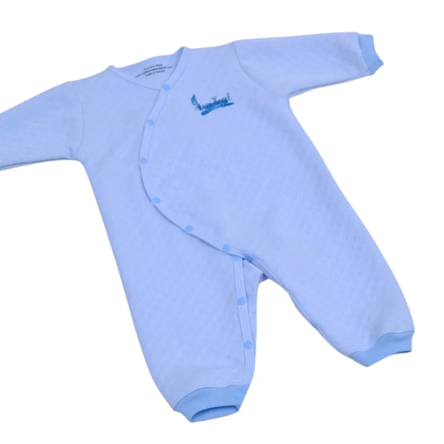 Bộ bodysuit 14 nút dài xanh caro