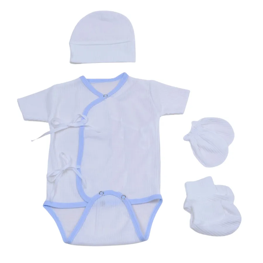 Bộ bodysuit dây trắng viền xanh
