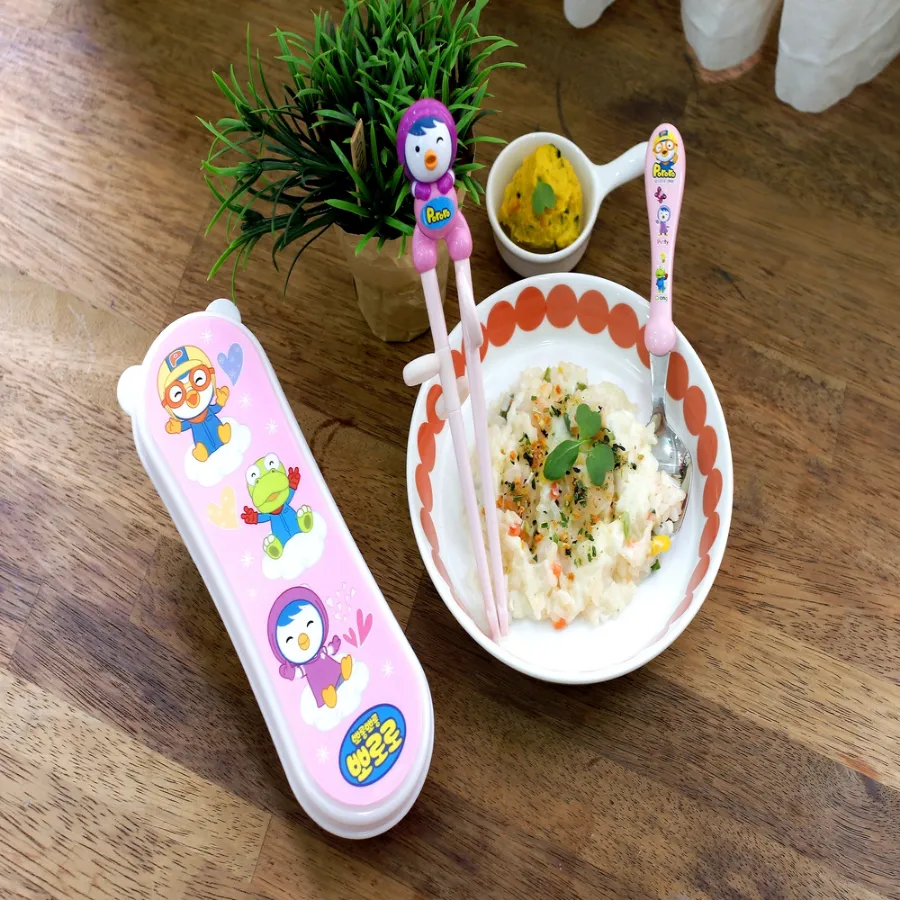 Bộ muỗng đũa tập ăn Edison Hồng