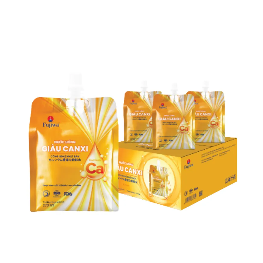 Canxi Fujiwa Nước Uống Giàu Canxi Vị Cam Thùng 48 Túi 270Ml