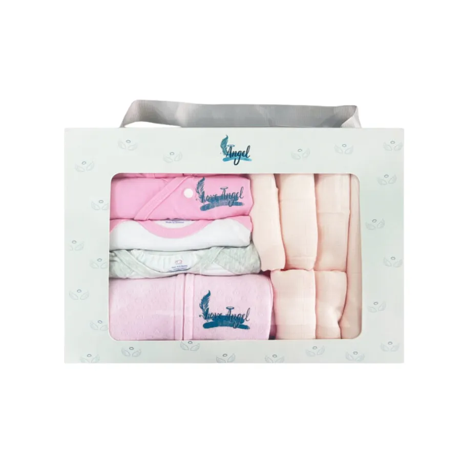 Combo quà tặng mừng đầy tháng mây mềm hồng vừa