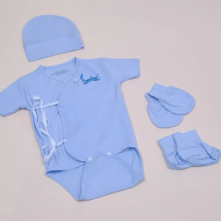 Combo quà tặng mừng đầy tháng mây mềm 0-6 tháng màu xanh lớn