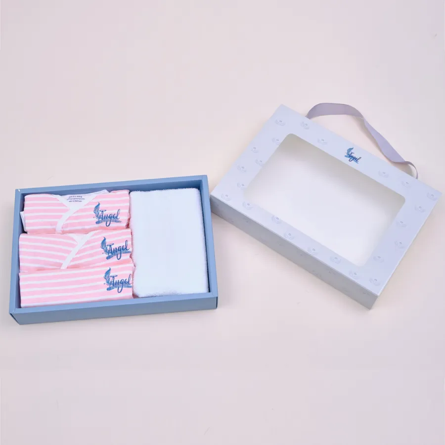 Combo quà tặng mừng đầy tháng angle sọc hồng