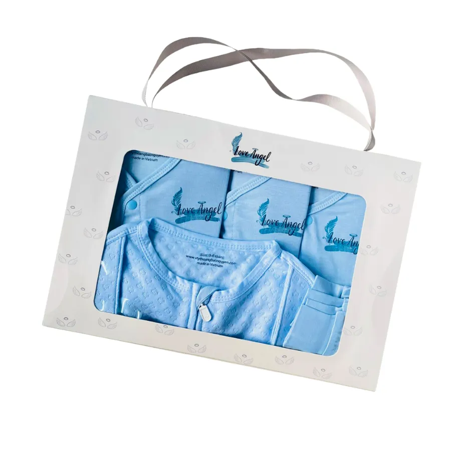 Combo quà tặng mừng đầy tháng loveangle xanh