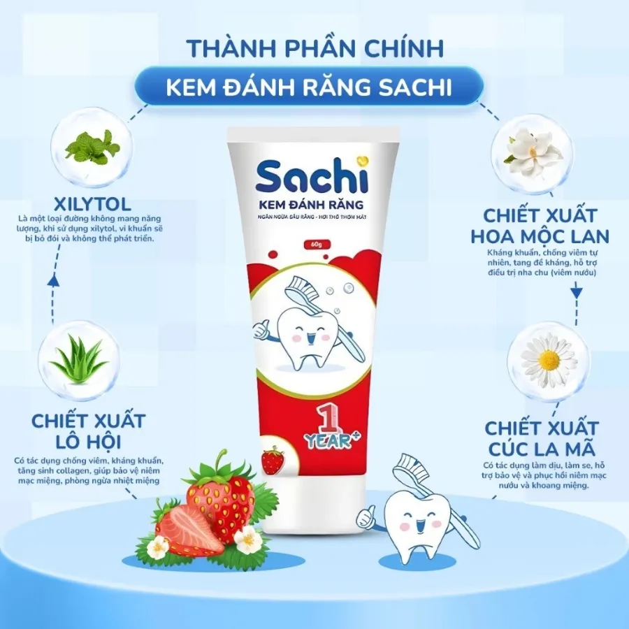 Kem đánh răng Sachi hương dâu