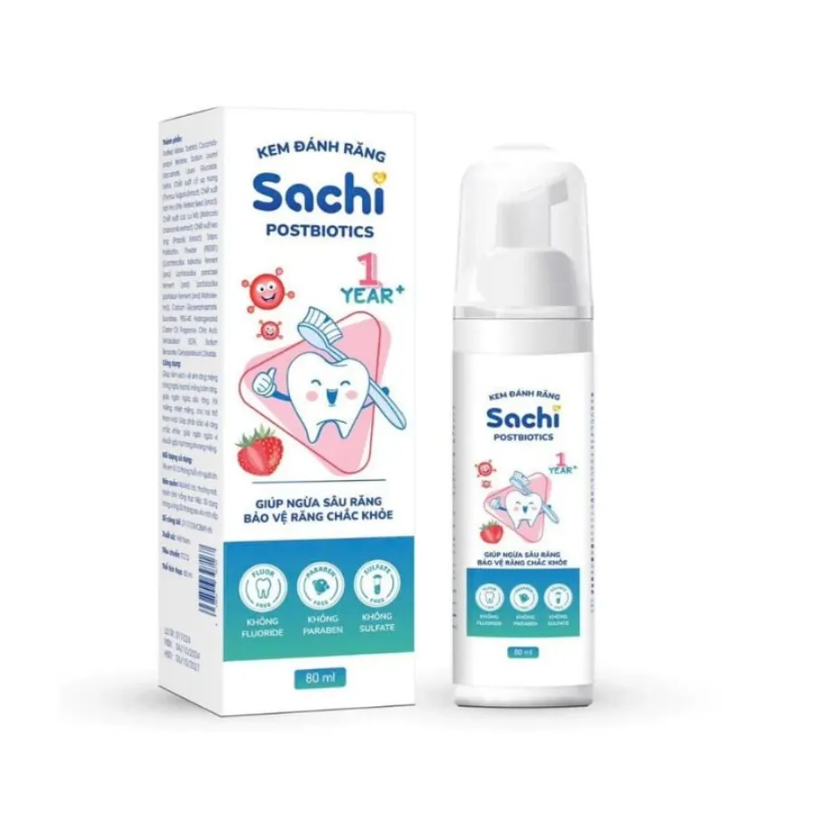 Kem đánh răng Sachi Postbiotics hương dâu