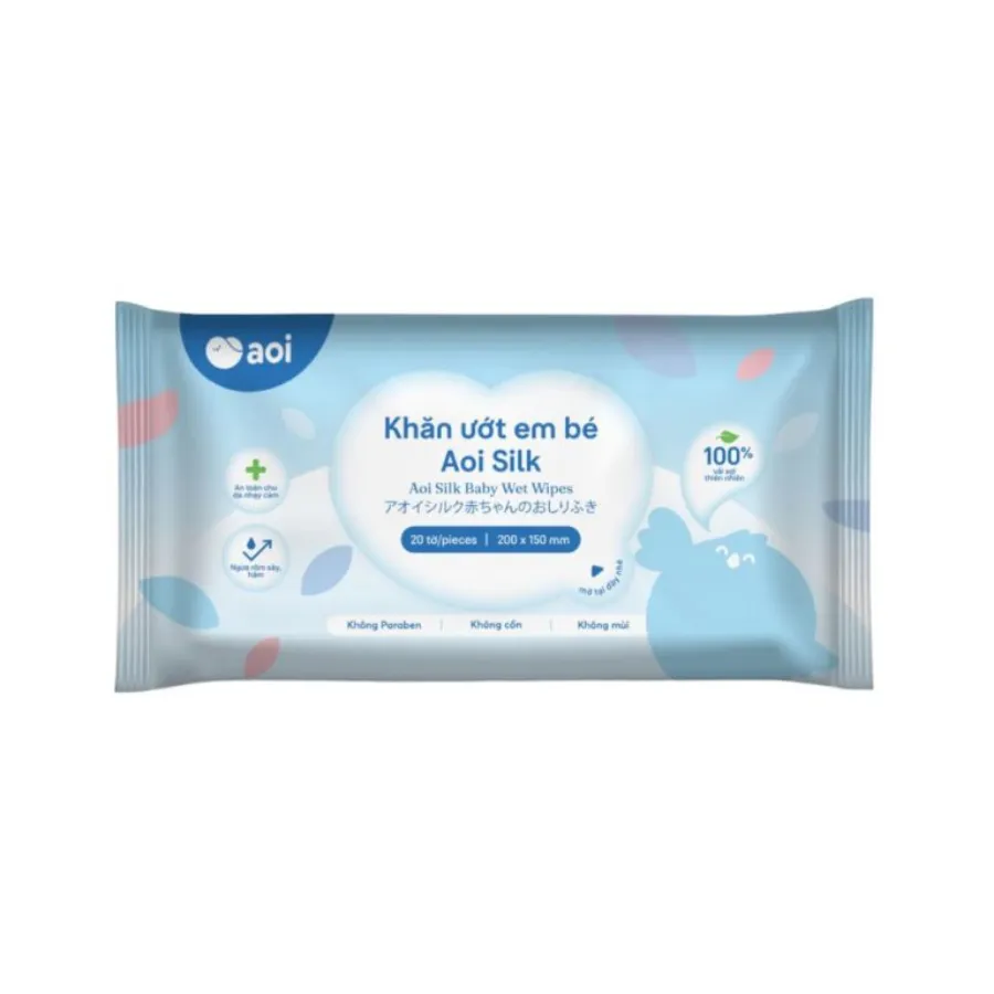 Khăn ướt em bé Aoi Silk 20 tờ