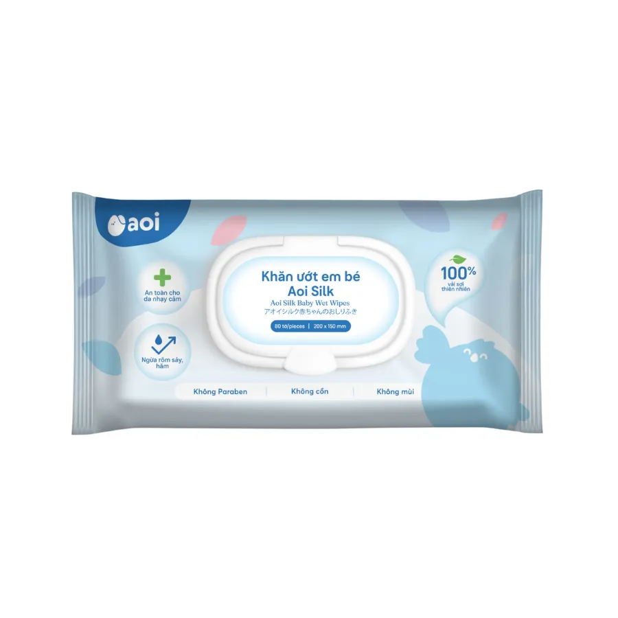 Khăn ướt em bé Aoi Silk 60 tờ