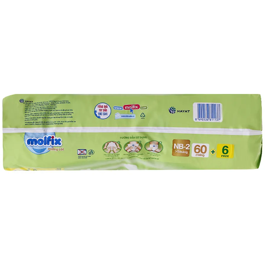 Miếng lót Molfix thiên nhiên size NB2 60 + 6 miếng (Từ 1 tháng)