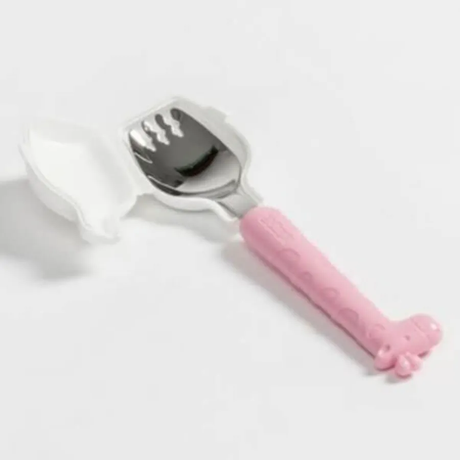 Nĩa inox Edison tập ăn màu hồng