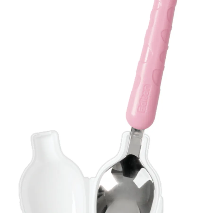 Nĩa inox Edison tập ăn màu hồng