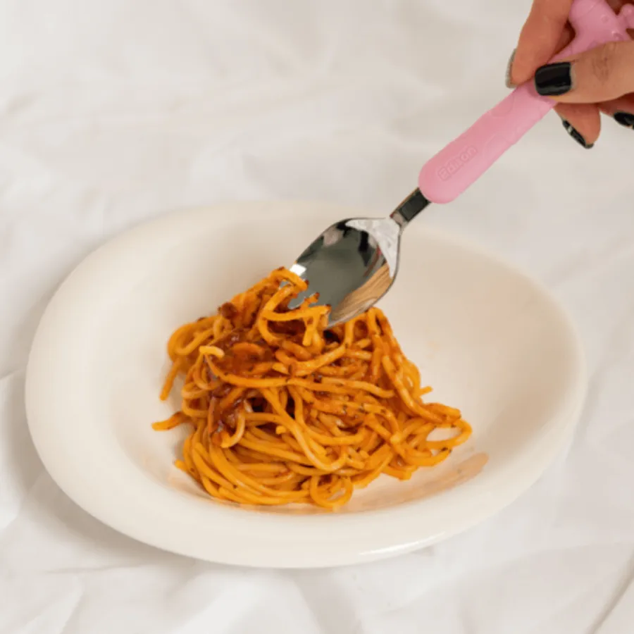 Nĩa inox Edison tập ăn màu hồng