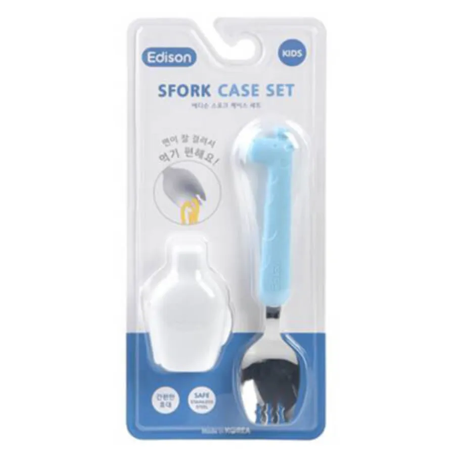 Nĩa inox Edison tập ăn màu xanh