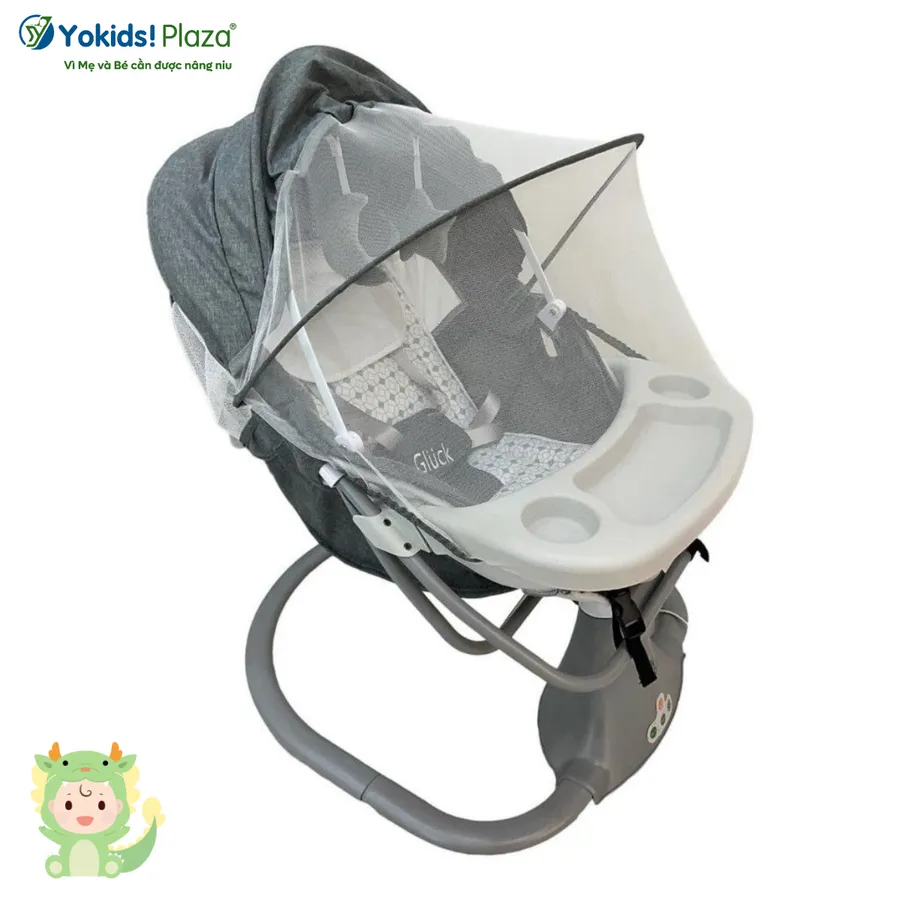 Nôi điện Gluck có bàn ăn – Nôi ru ngủ thông minh cho bé