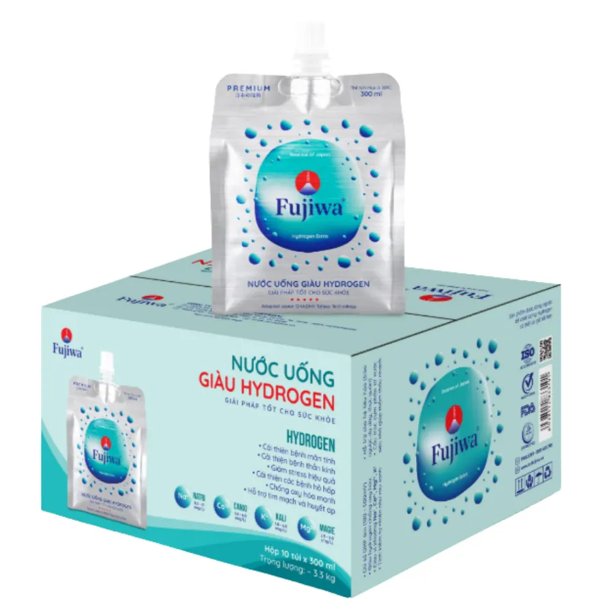 Nước Uống Fujiwa Giàu Hydrogen Cao Cấp 330 ml - Thùng 4 Hộp 48 Túi