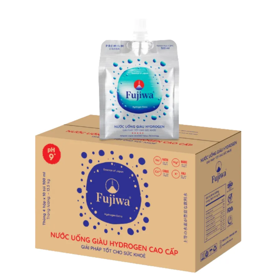 Nước Uống Fujiwa Giàu Hydrogen Cao Cấp 330 ml - Thùng 4 Hộp 48 Túi