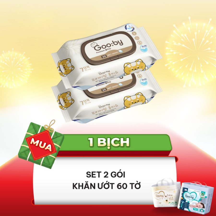 Set 2 gói khăn ướt 60 tờ Gooby