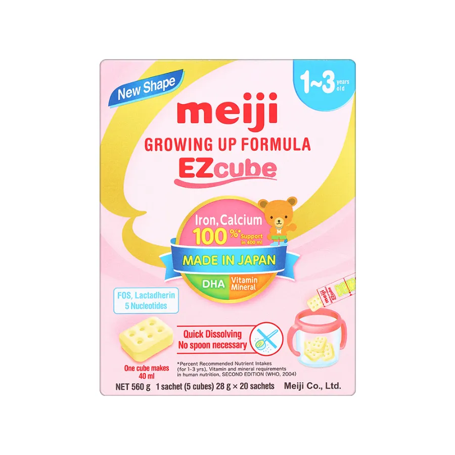 Sữa Bột Dạng Thanh Meiji Growing Up Formula Ezcube 560g 1-3 tuổi