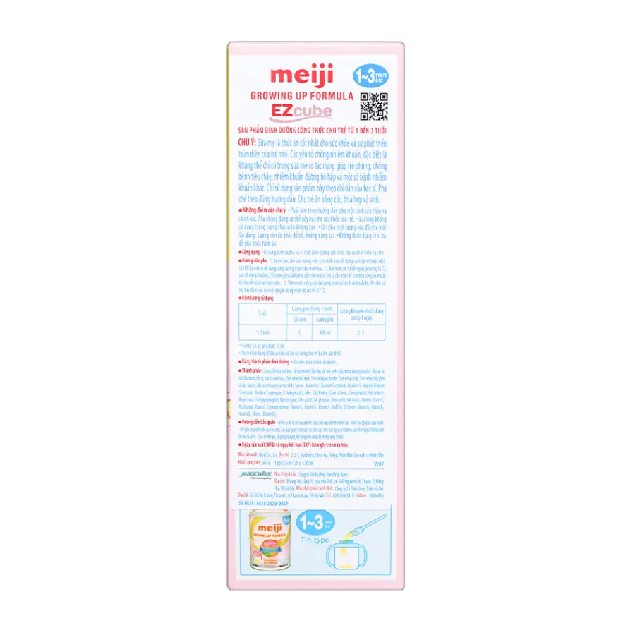 Sữa Bột Dạng Thanh Meiji Growing Up Formula Ezcube 560g 1-3 tuổi