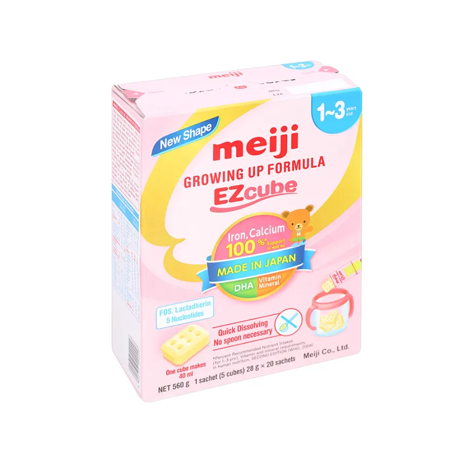 Sữa Bột Dạng Thanh Meiji Growing Up Formula Ezcube 560g 1-3 tuổi