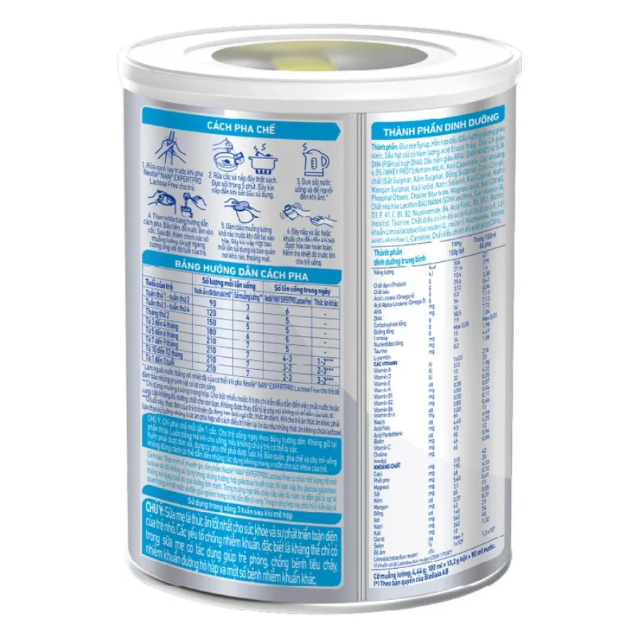 Sữa bột NAN Expert Pro Lactose Free 380g (0 - 3 tuổi) dành cho trẻ không dung nạp đường lactose
