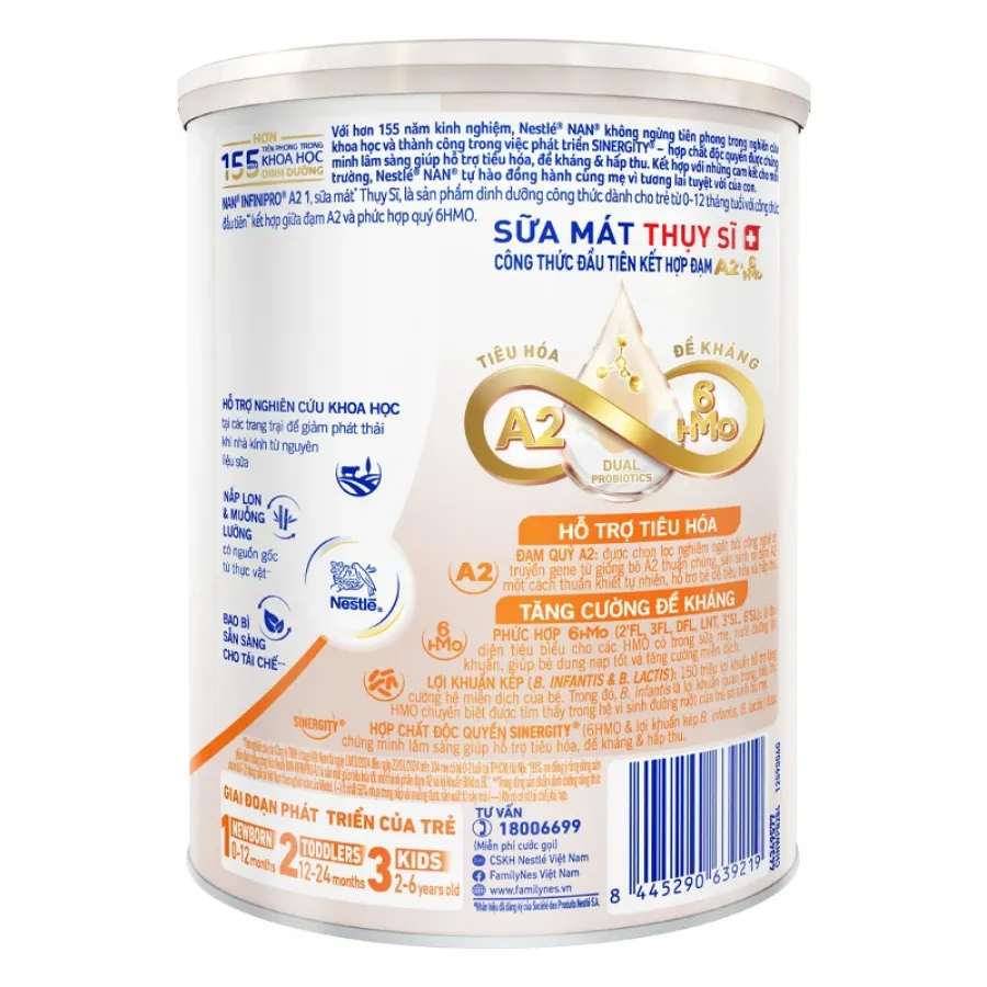 Sữa bột NAN InfiniPro A2 6HMO số 1 (đạm quý A2) 400g (0 - 12 tháng)