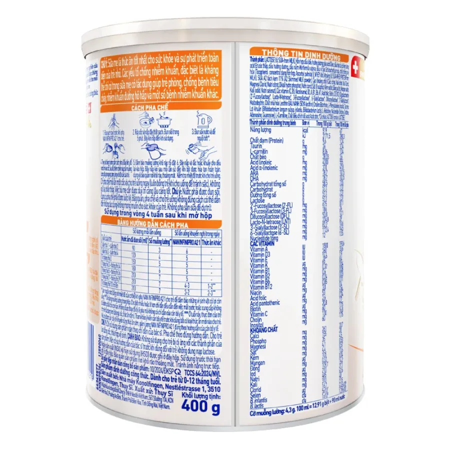 Sữa bột NAN InfiniPro A2 6HMO số 1 (đạm quý A2) 400g (0 - 12 tháng)