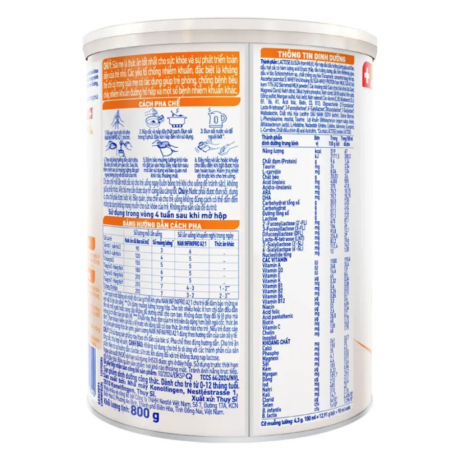 Sữa bột NAN InfiniPro A2 6HMO số 1 (đạm quý A2) 800g (0 - 12 tháng)