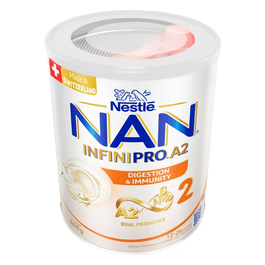 Sữa bột NAN InfiniPro A2 6HMO số 2 (đạm quý A2) 400g (1 - 2 tuổi)