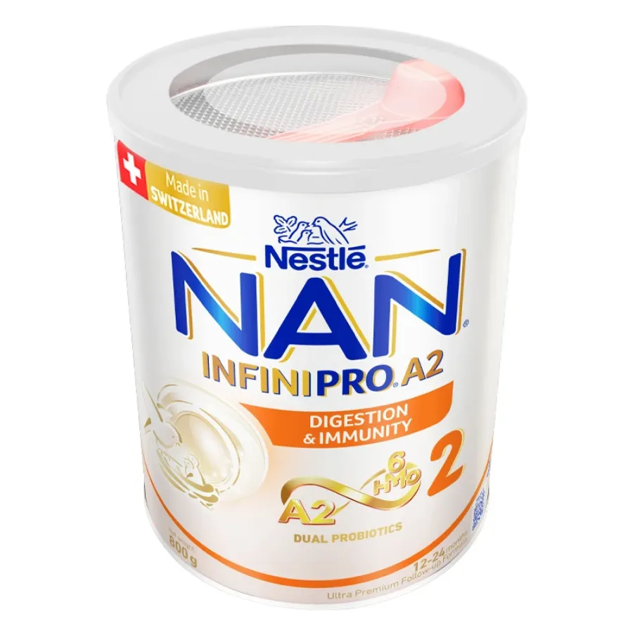Sữa bột NAN InfiniPro A2 6HMO số 2 (đạm quý A2) 800g (1 - 2 tuổi)