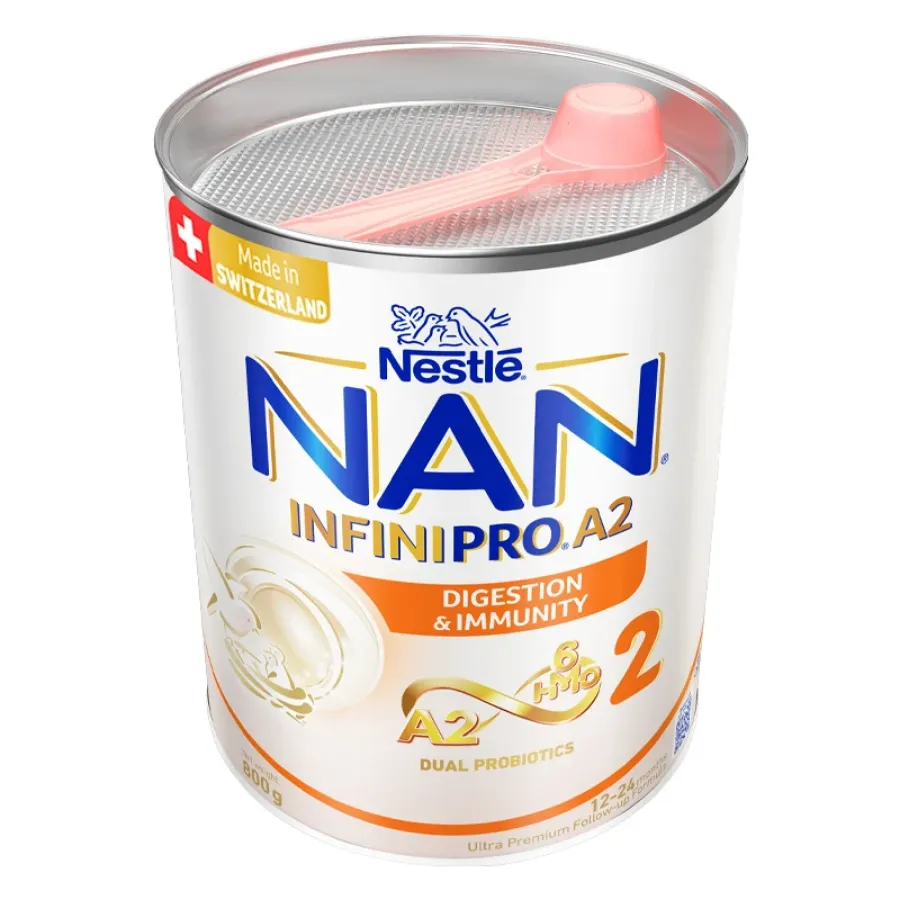 Sữa bột NAN InfiniPro A2 6HMO số 2 (đạm quý A2) 800g (1 - 2 tuổi)