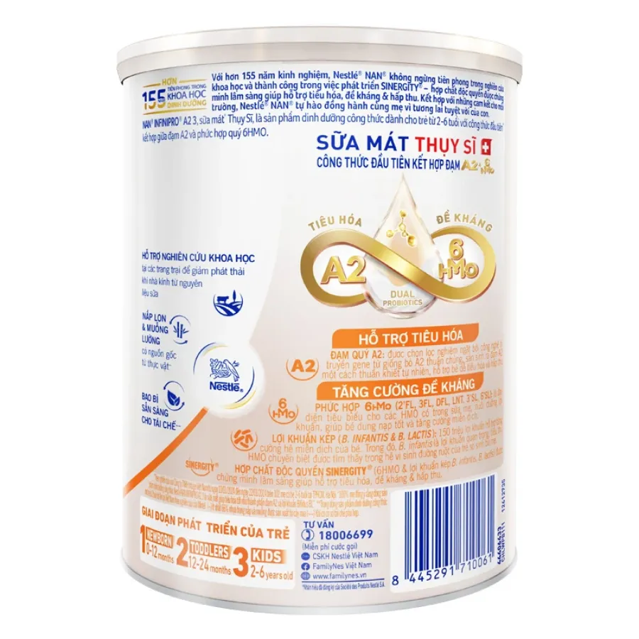 Sữa bột NAN InfiniPro A2 6HMO số 3 (đạm quý A2) 400g (2 - 6 tuổi)