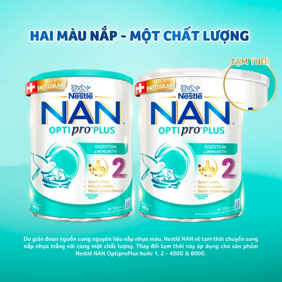 Sữa bột NAN Optipro Plus số 2 400g (6 - 12 tháng) - Giao bao bì ngẫu nhiên