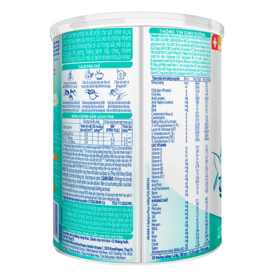 Sữa bột NAN Optipro Plus số 2 400g (6 - 12 tháng) - Giao bao bì ngẫu nhiên
