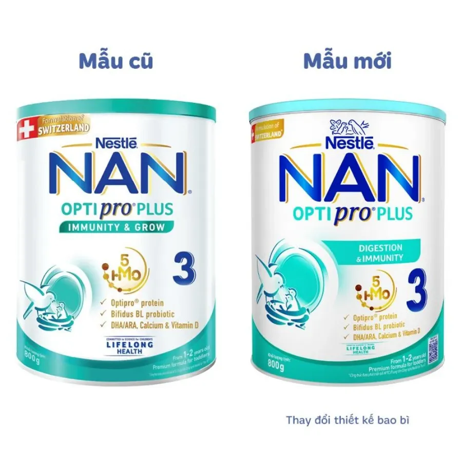 Sữa bột NAN Optipro Plus số 3 800g (1 - 2 tuổi) - Giao bao bì ngẫu nhiên