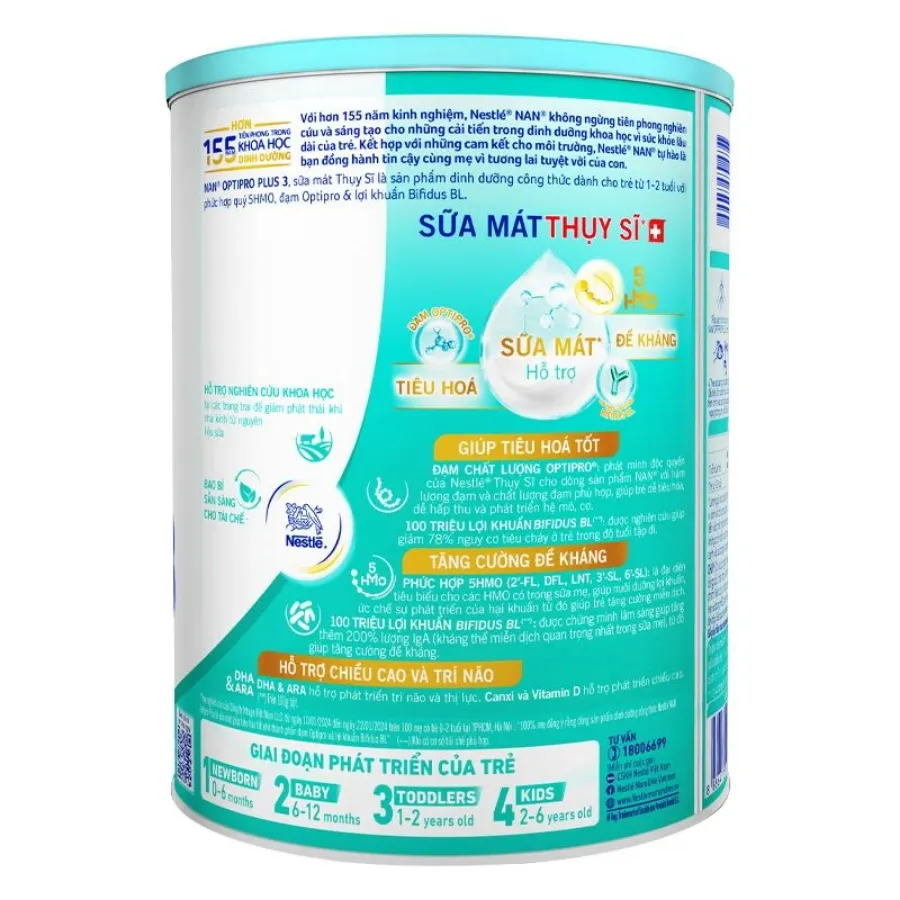 Sữa bột NAN Optipro Plus số 3 800g (1 - 2 tuổi) - Giao bao bì ngẫu nhiên