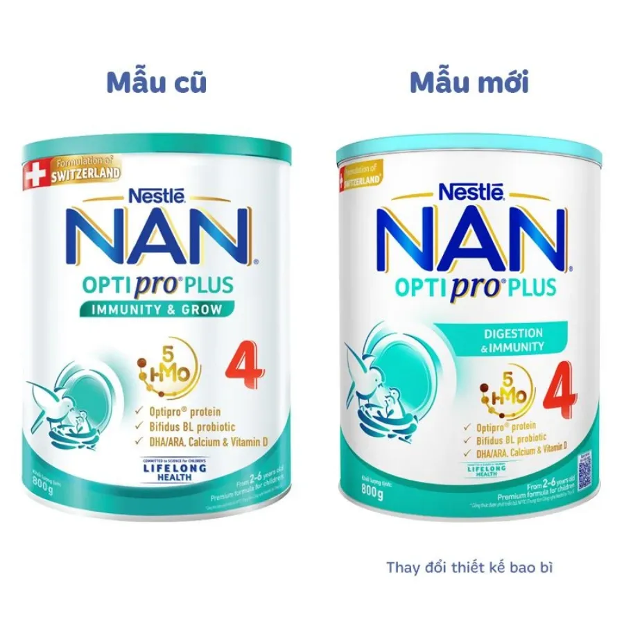 Sữa bột NAN Optipro Plus số 4 800g (2 - 6 tuổi) - Giao bao bì ngẫu nhiên
