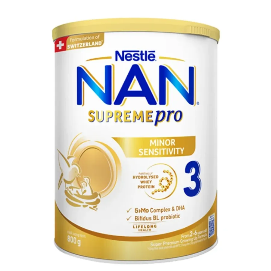 Sữa bột NAN Supremepro số 3 800g (2 - 6 tuổi) hỗ trợ trẻ có cơ địa mẫn cảm