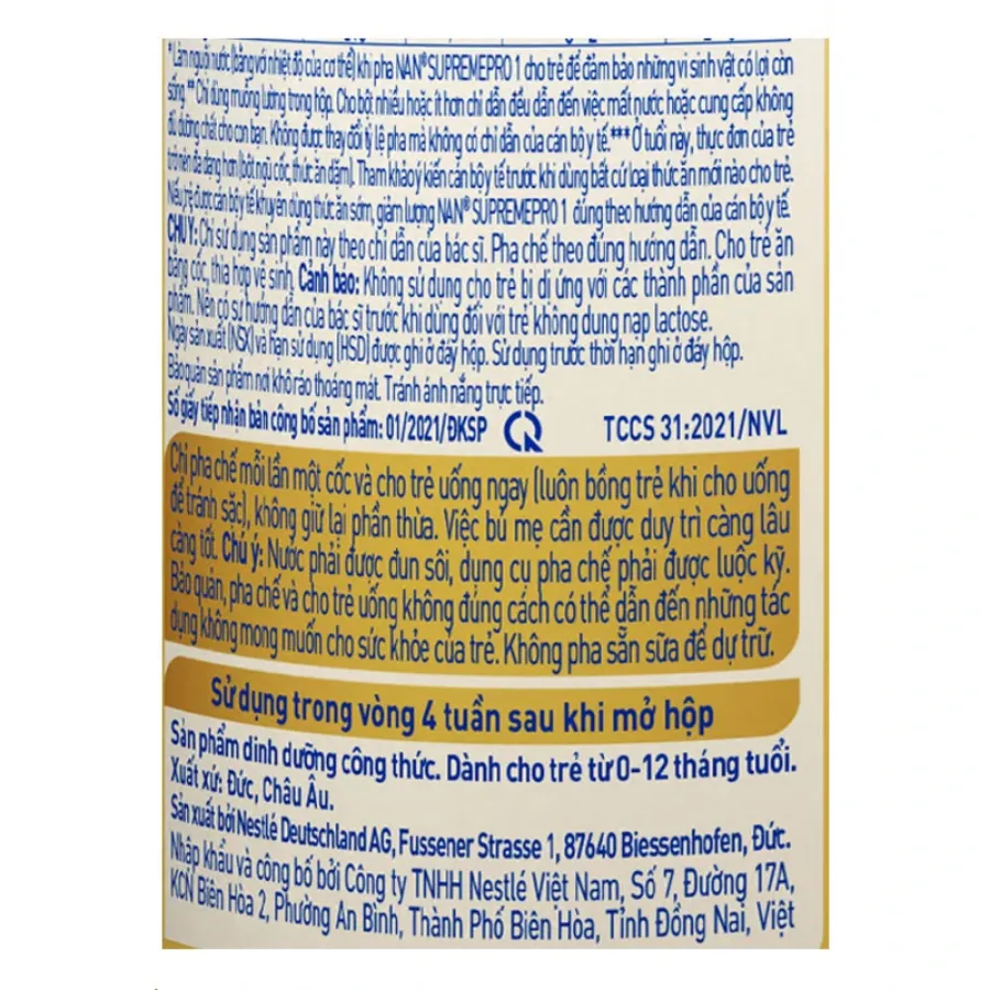 Sữa bột NAN Supremepro số 1 800g (0 - 12 tháng) hỗ trợ trẻ có cơ địa mẫn cảm