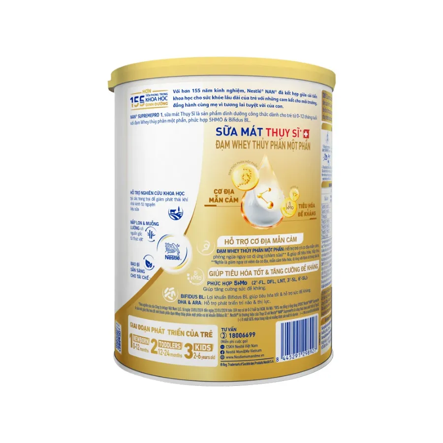 Sữa bột NAN Supremepro số 1 800g (0 - 12 tháng) hỗ trợ trẻ có cơ địa mẫn cảm