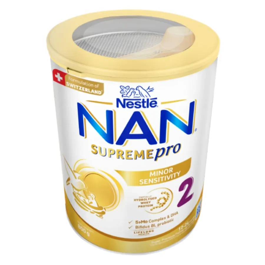 Sữa bột NAN Supremepro số 2 800g (1 - 2 tuổi) hỗ trợ trẻ có cơ địa mẫn cảm