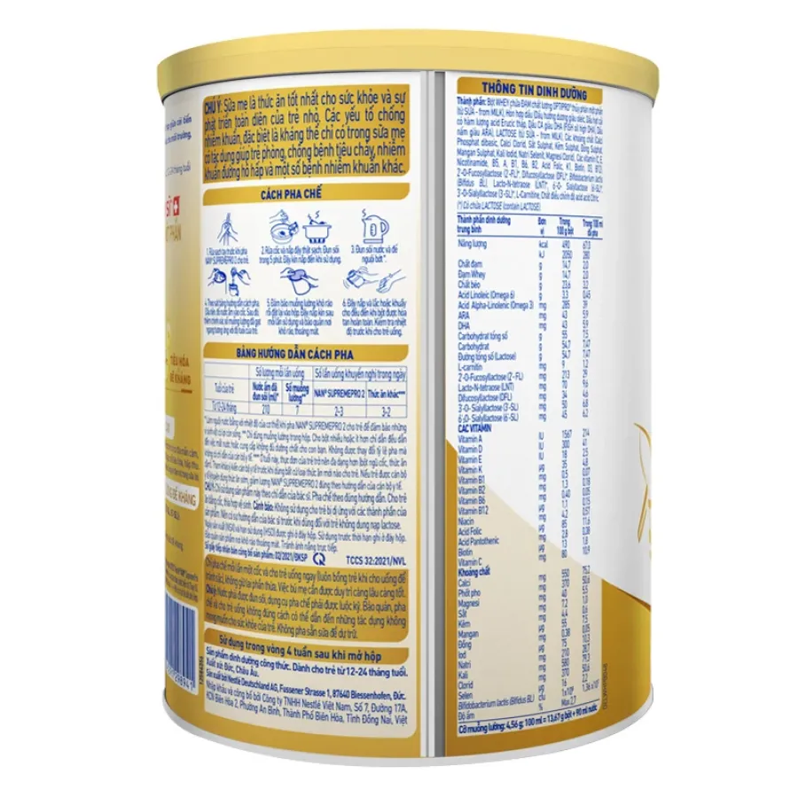 Sữa bột NAN Supremepro số 2 800g (1 - 2 tuổi) hỗ trợ trẻ có cơ địa mẫn cảm