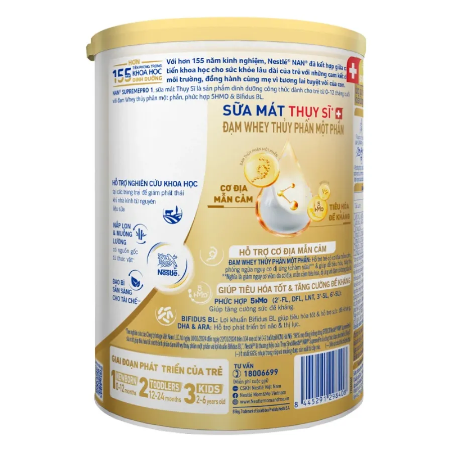 Sữa bột NAN Supremepro số 1 400g (0 - 12 tháng) hỗ trợ trẻ có cơ địa mẫn cảm