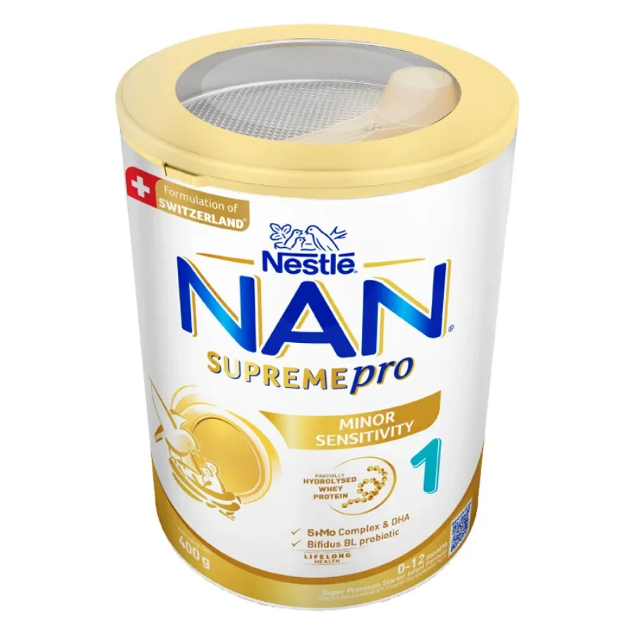 Sữa bột NAN Supremepro số 1 400g (0 - 12 tháng) hỗ trợ trẻ có cơ địa mẫn cảm